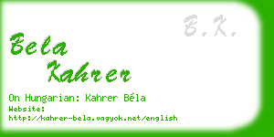 bela kahrer business card